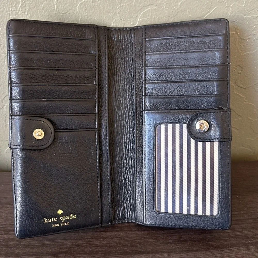 Kate Spade Black Leather Large Bi-fold‎ Wallet